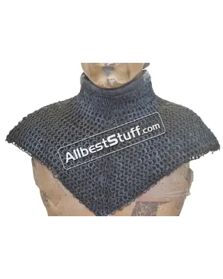 Medieval Chainmail Collar padded Collar Riveted Flat Rings